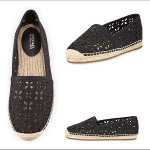 MICHAEL Michael Kors Darci Cutout Espadrille Flat, Black Size 8